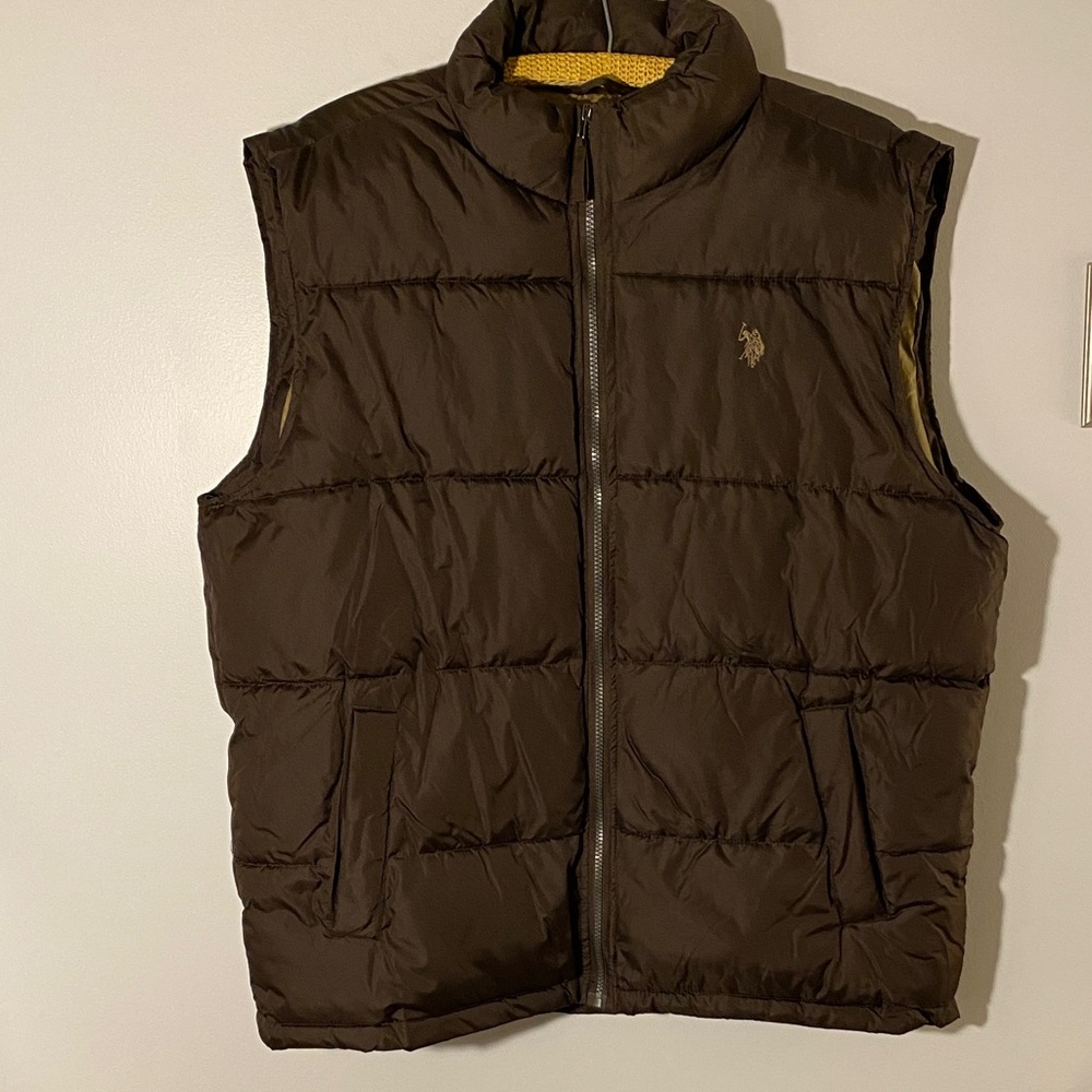 Men’s XL Vest Brown US Polo Association Puffer Zip Closure